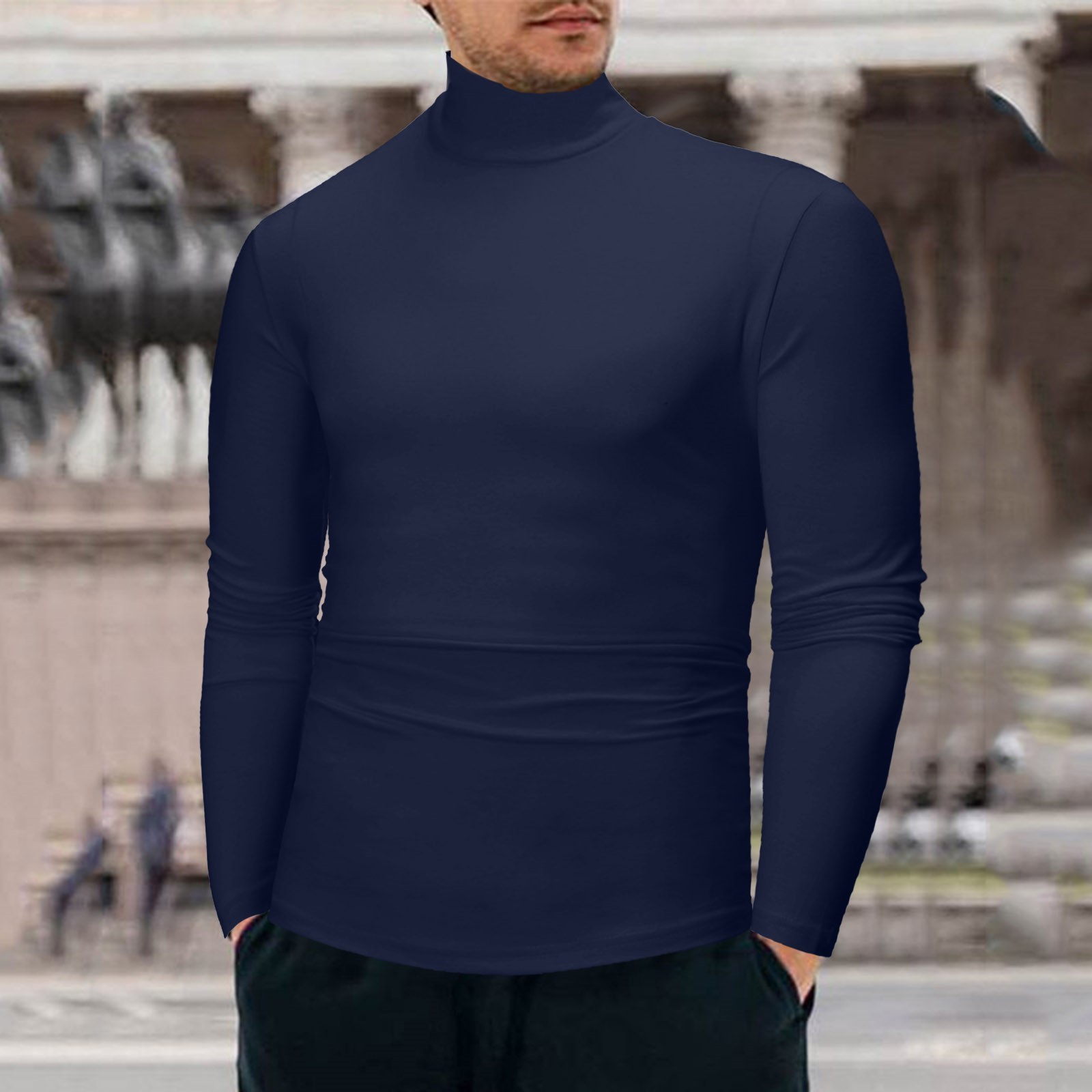 thumbnail image 3 of Ropa interior térmica de cuello alto para hombre, ideal para el invierno: jersey básico de manga larga para uso diario, 3 of 5